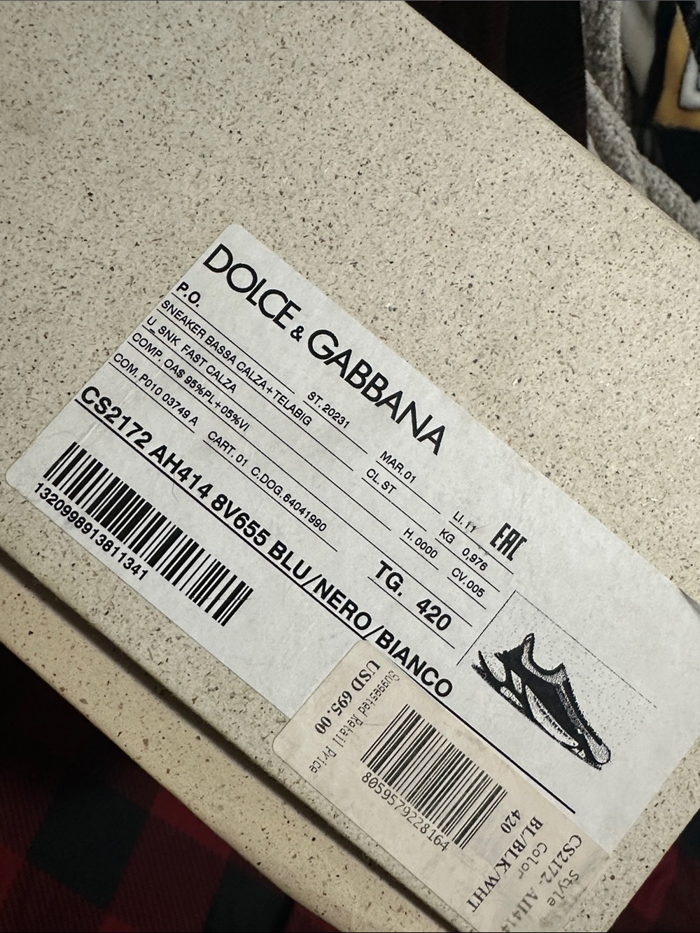 Dolce & Gabbana Blue Black White Slip-On Sneakers - Picture 6 of 10